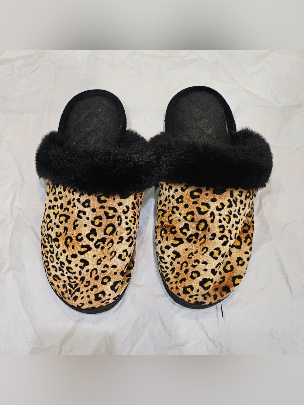 Leopard Print Faux Fur Lined Women's Slippers XL
